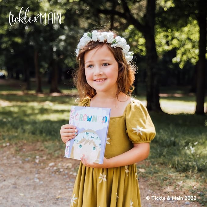 Tickle & Main Flower Girl Gift Set, Flower Girl Proposal, Book with Floral Crown Headband Headpiece in Adorable Gift Box
