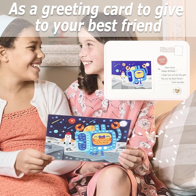 LZHZH Mosaic Sticker Art Kits for Kids Foam Craft Stickers Mosaics Pictures DIY Sticker-by-Number Handmade Art Kits for Kids