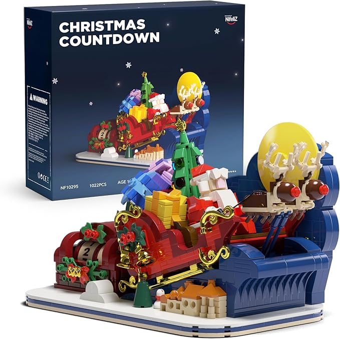 Nifeliz Christmas Countdown Building Set for Adults and Family, Christmas Decoration to Build Together, Holiday Collectible Gift for Home Décor and Office Décor (1022PCS, NF10295)