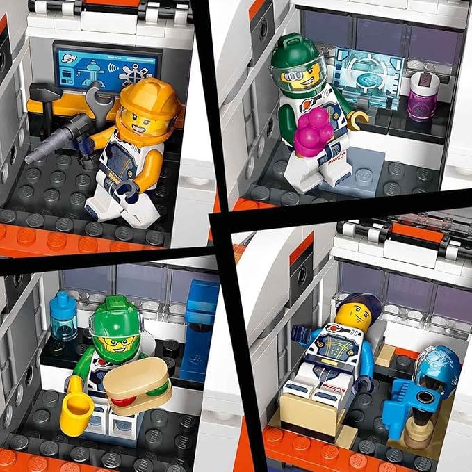 LEGO 60433 City Modulare Raumstation, 6 Astronauten, Raumkapselmodule Raumschiff