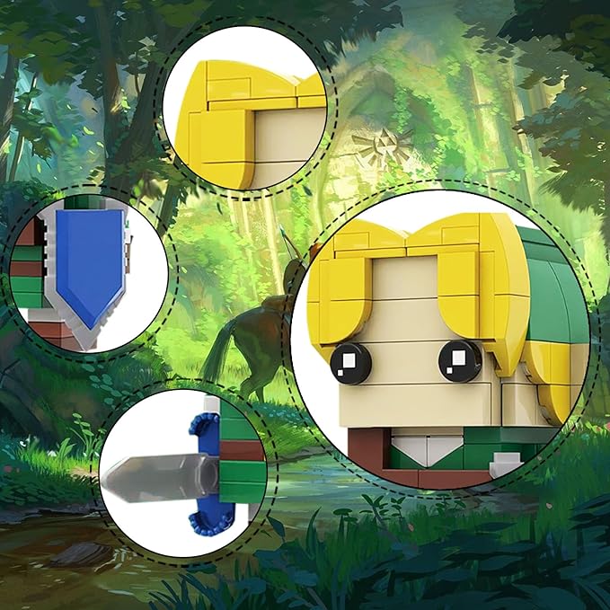 Breath of The Wild Link Building Sets for Adults Kids, Link Minifigure Ocarina of Time Building Kit,Game Series Building Blocks Model Toys,Compatible with Lego(155PCS)