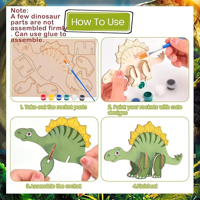 Valentines Day Gifts for Kids,23 Set 3D Puzzles Dinosaur DIY Painting Kit,Funny Dino Valentine Exchange Cards for Boys Girls Toddler School Class Classroom Party Favors (23)
