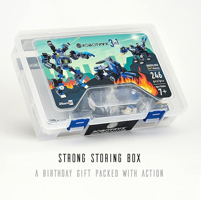 JITTERYGIT Robot Building Toy Gift for Boys, Perfect STEM Gift for Builders Ages 6, 7, 8, 9, and 10 Year Olds, Blue SnabGlider (246 Pcs) Robotryx