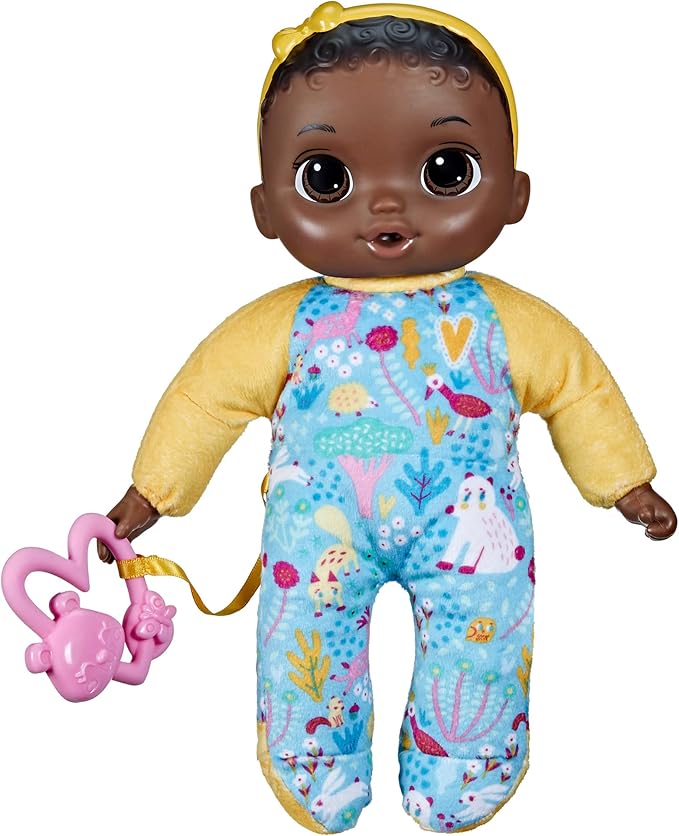 Baby Alive Soft ‘n Cute Doll, Black Hair, 11-Inch First Baby Doll Toy, Washable Soft Doll, Toddlers Kids 18 Months and Up, Teether Accessory