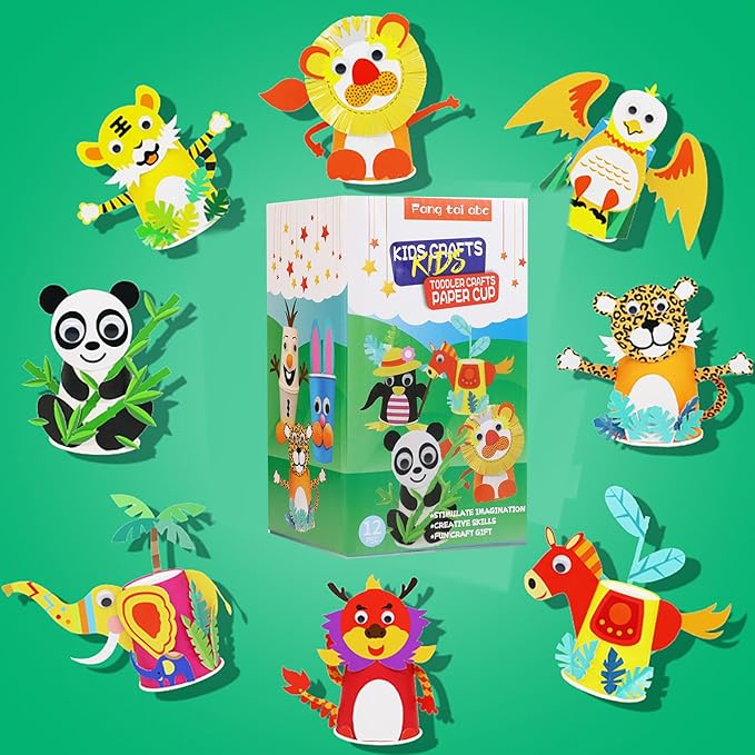 fangtaiabc Arts and Crafts for Kids Ages 4-8 .Arts and Craft Kit for Toddlers and Preschoolers Art Craft Gift for Kids- 12 Paper Cup Art Kit Toy for.3, 4,5.6.7.8Year Old Boys Girls Toddlers,