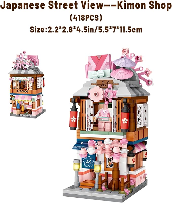 Japanese Street View Shop Bricks, Mini DIY Building Blocks Model MOC Construction Toy (Kimono Shop)