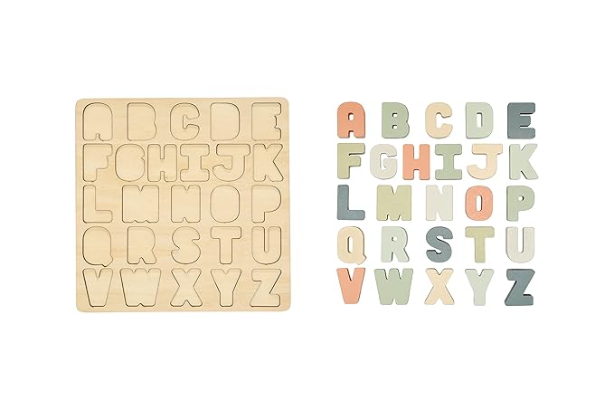 Pearhead Wooden Alphabet Puzzle, Colorful ABC Letters, Interactive Learning Board Educational Montessori Toy, Baby and Toddler Ages 1+ Years