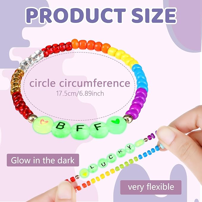 Cunno 36 Pcs Kids Friendship Bracelets for Girls Letter Heart Beads Bracelets Stretchy Cute Bracelet Pretend Play Beaded Bracelets Inspirational Bracelets for Kids (Delicate Style)