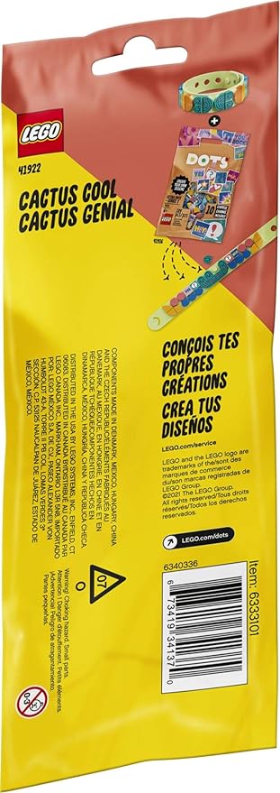 LEGO DOTS Cool Cactus Bracelet 41922 DIY Craft and Bracelet Making Kit; A Cool Design Playset That Encourages Children to Explore Self-Expression Through Creative Activities, New 2021 (33 Pieces)