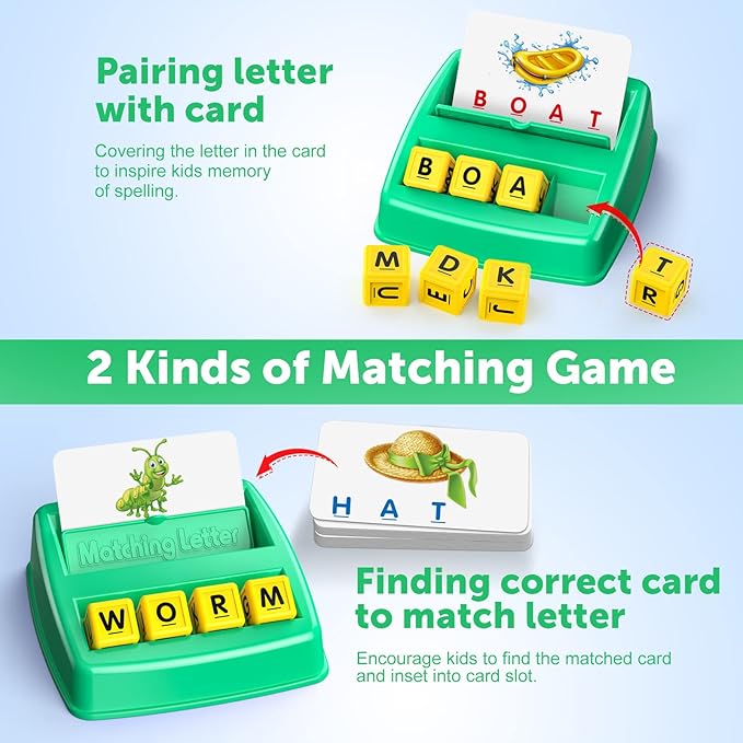 SAITCPRY Toys for Ages 2-4 4-6,Educational Toys for 3 4 5 Year Old for Toddlers 2-4 Year Matching Letter Games for 3-5 Montessori Toys for Kids Birthday Halloween Christmas Stocking Stuffer Gifts