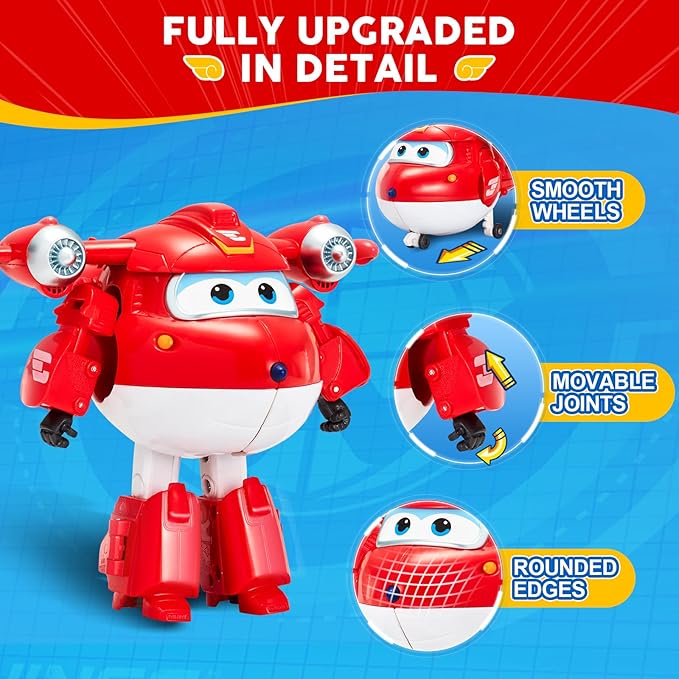 Super Wings 5" Transforming Supercharged Jett Airplane Toys, Action Figure, Airplane to Robot, Season 4 Transformer Toys, Gifts for 3+ Year Old Kids, Toys Plane Vehicle for Preschool Kids Play White
