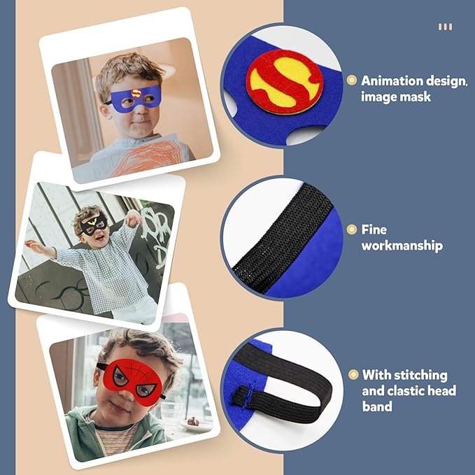 RioRand Kids Superhero Capes Set Toys for Boys Girls Party Supplies Christmas Halloween Cosplay 5PCS