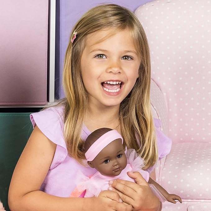 ADORA Enchanting Baby Ballerina Collection, 13-inch African-American Baby Doll Set with Pink Dress, Headband and Ballerina Shoes for Nurturing Pretend Play - Juliet