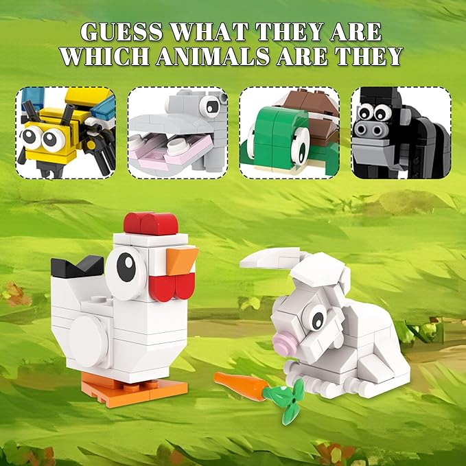 MOOXI-MOC 10pcs Animal Party Favors Building Set,Animal Building Block Toys,Suitable for Easter,Christmas Birthday,Party Gifts(465pcs)