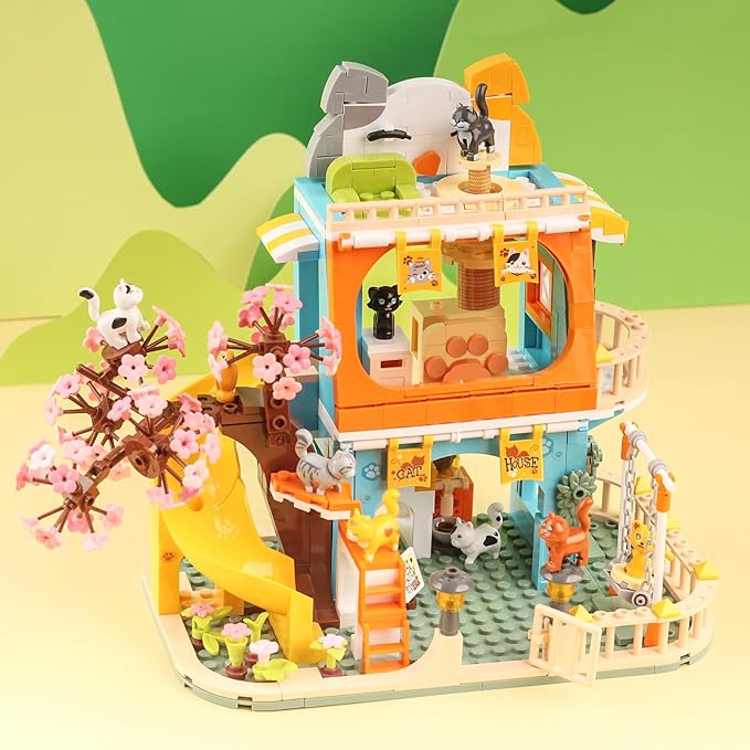 Cat House Toy Building Sets Include 8 Kittens of All Shapes Building Toys That Compatible with Lego Friends Sets for Girls 8-12 6-12 Year Old Creator Ideas Birthday Gift for Girl Boy 6+