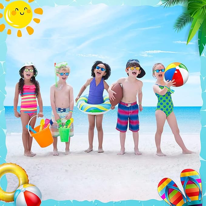Pool Party and Beach Party Favors - Kids Sunglasses Party Favors, Inflatable Beach Balls, Water Gun Squirts and Bubbles