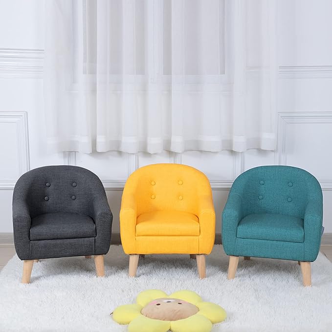 Getifun Single PVC Kids Sofa Chair, Toddler Sofa Couch with Wooden Legs, Children Armchair for Children Gift (Yellow)