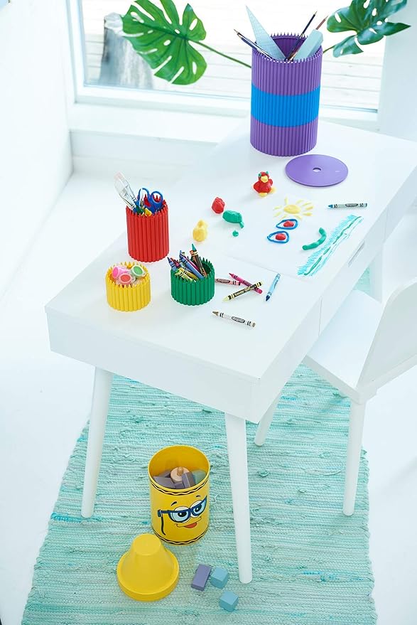 Crayola Crayon Cup for Kids - Colorful Pen, Pencil and Crayon Holder for Creative Kids Desk Organization - Cerulean, Suitable for Kids 3.5 Years and Up