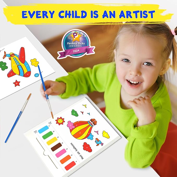 Water Coloring Books for Toddlers - Easter Basket Stuffers Watercolor Paint Book Drawing Art Paper for Kids Mess Free Craft Supplies kit Toy for Age 3 4 5 6 Valentines Birthday Gift(Traffic)