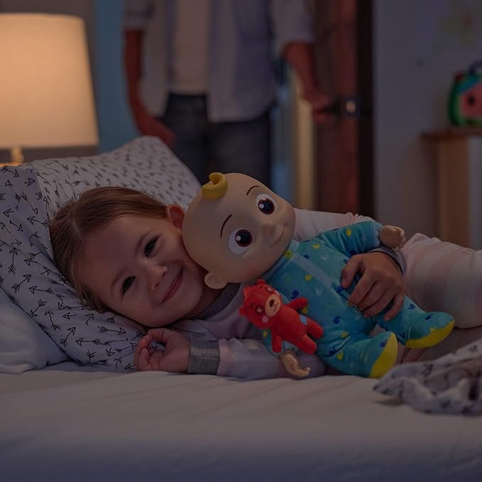CoComelon Musical JJ Plush Doll - Press Tummy to Sing Bedtime Song Clips - Includes Feature and Small Pillow Plush Teddy Bears