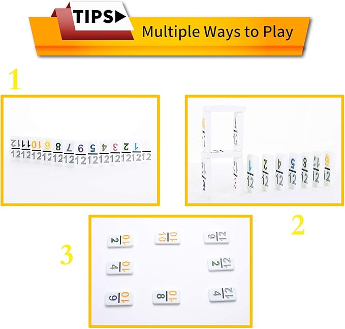 NOLIE Mexican Train Dominoes Game, Double 12 Dominoes Set, Colored Number Dominoes with Aluminum Case