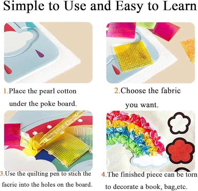 Creative Puzzle Puncture Painting Poke Art DIY Toys,Poking Painting Fabric Art Frenzy Paper Craft Kit Creative Toys DIY Arts Craft Kit Fashion Design Drawing Book with Watercolor Painting (B)