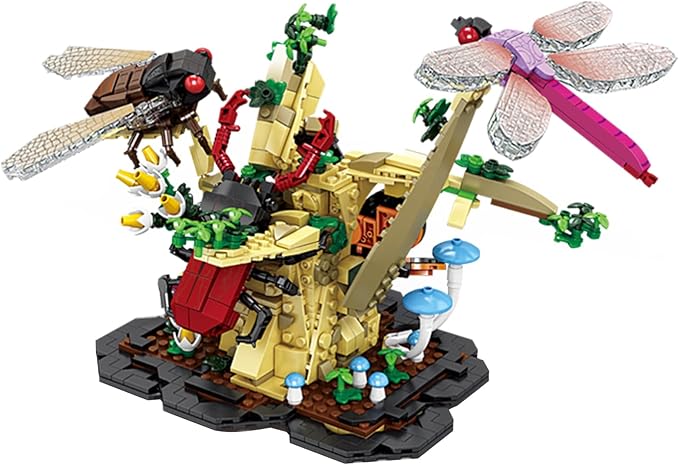 Toy Building Set, The Insect Flowers Collection 6 in 1 Model Kit Bricks Set, Creative Insects Building Block Sets, Hobbies Christmas Birthday Gift for Nature Lovers Adult Kids Boys Girls 8+