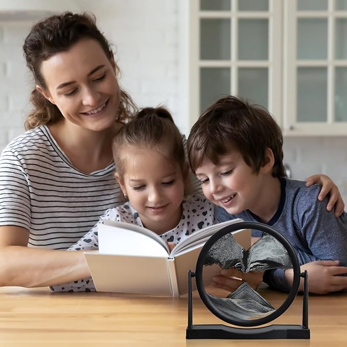 MXYATCJ | Moving Sand Art | Sand Art Liquid Motion | Sand Art Pictures | 3D Deep Sea Sandscape | Glass Sand Art Display | Sand Relaxing Gift for Adult | Home Office Decor | Desktop Toys | (10'' Black)