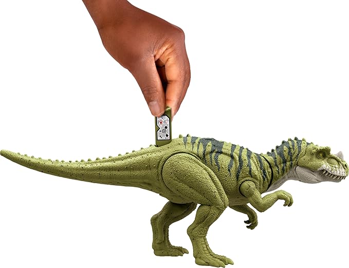 Mattel Jurassic World Wild Roar Dinosaur Action Figure, Ceratosaurus with Continuing Snapping Chomp Attack & Roar Sound, Posable Toy with Digital Play