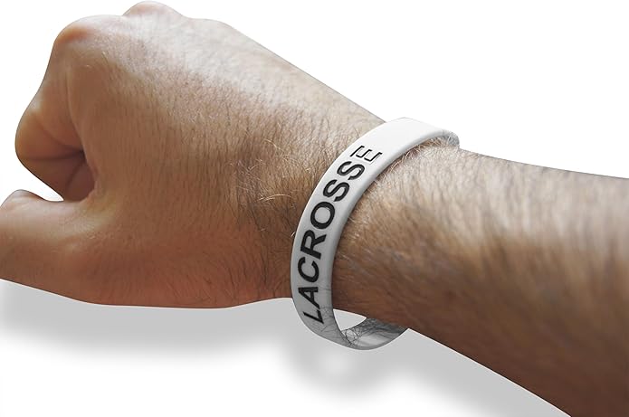 Novel Merk 12-Piece Lacrosse White Party Favor & School Carnival Prize Sports Silicone Wristband Bracelet