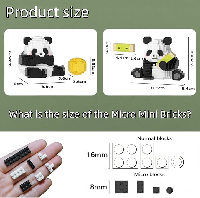 QMEAKMONY Mini Building Blocks Panda Sets Cute Micro Mini Panda Building Bricks for Adults Micro Nano Bricks Perfect Party Favors for Teenagers(1268 PCS)