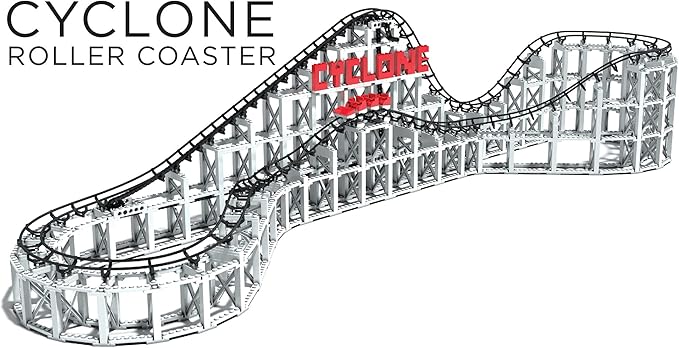 Cyclone - 900+ Pieces, Building Brick Set, Gravity Powered Roller Coaster Model, Promotes STEM Learning