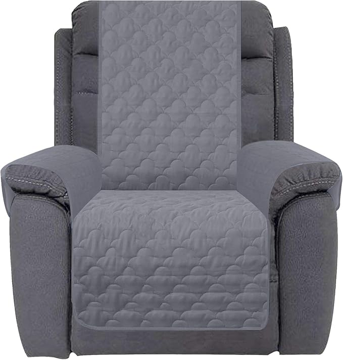 CHHKON Waterproof Nonslip Recliner Cover Stay in Place, Dog Couch Chair Cover Furniture Protector, Ideal Loveseat Slipcovers for Pets and Kids (Light Grey, 30'')