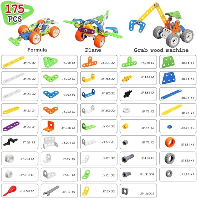 MOONTOY 11 in 1 STEM Toys for 4 5 6 7 8+ Year Old Boy Girl Valentine Birthday Gift Building Toys for Kids Ages 4-8 5-7 6-8 4-6 Erector Set Educational Blocks Construction Stem Activities Creative Game