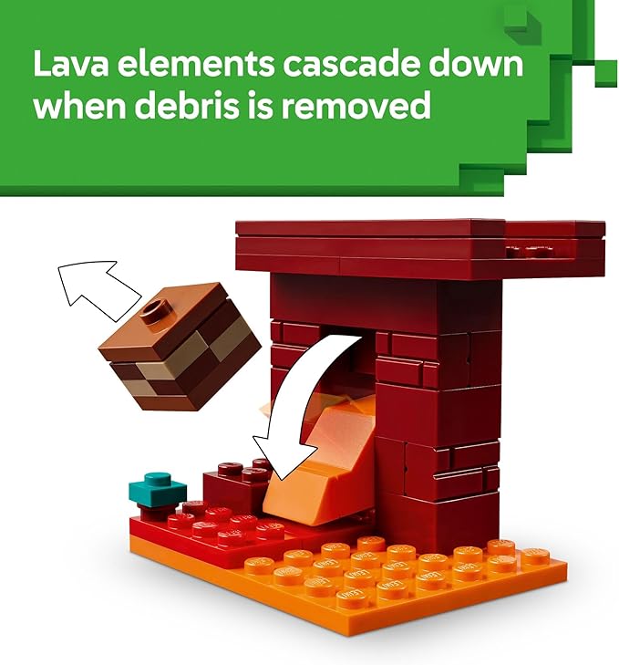 LEGO Minecraft The Nether Lava Battle Toy and Playset - Building Minecraft Toy for Kids, Ages 6+ - Alex, Wither Skeleton, Blaze and Strider Figures for Pretend Play - Gift Idea for Birthdays - 21266