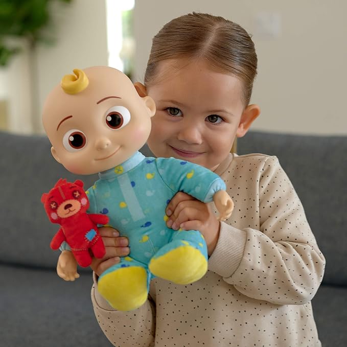 CoComelon Musical JJ Plush Doll - Press Tummy to Sing Bedtime Song Clips - Includes Feature and Small Pillow Plush Teddy Bears