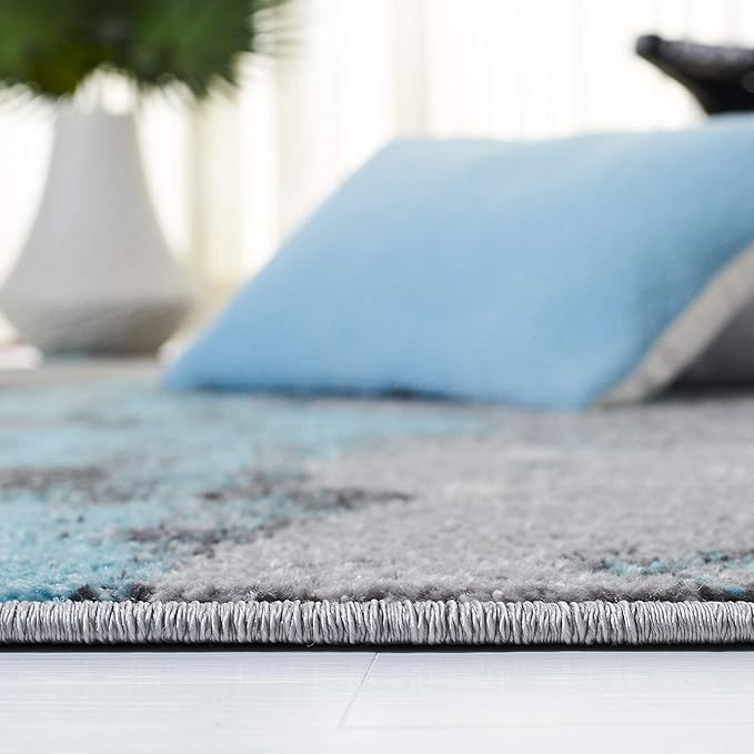 SAFAVIEH Adirondack Collection Accent Rug - 4' x 6', Turquoise & Grey, Modern Abstract Design, Non-Shedding & Easy Care, Ideal for High Traffic Areas in Entryway, Living Room, Bedroom (ADR134K)