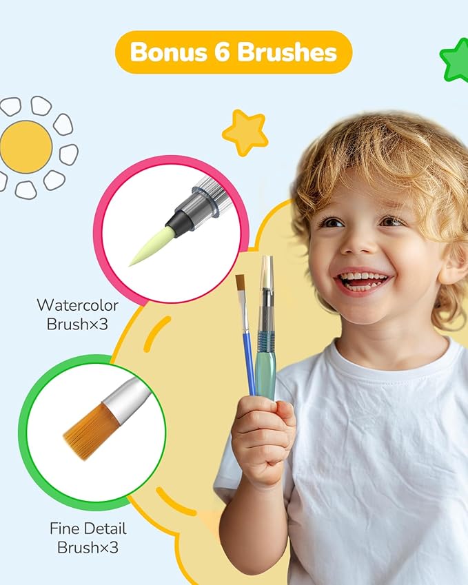 TECJOE 3 Pack Paint with Water Coloring Books for Toddlers, Watercolor Paint Set with 6 Brushes, Painting Activity for Kids Ages 4 5 6 7 8, Christmas Gift Arts & Crafts Toy, Dinosaurs, Forest & Sea
