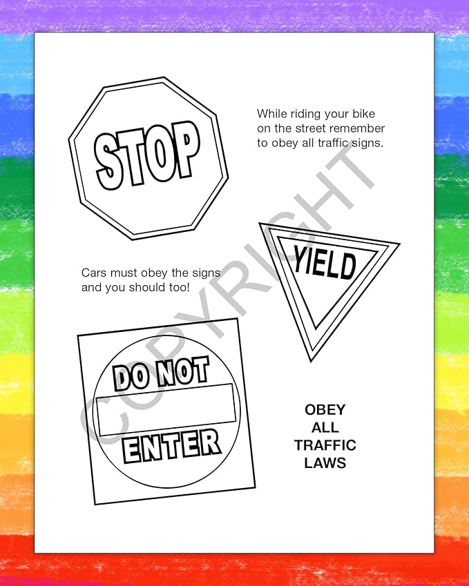 ZOCO - Bike Safety - Educational Coloring Books (25 Bulk Pack, Without Crayons) - Bicycle Rules, Road, Helmet Safety - Games, Puzzles, Activities for Kids
