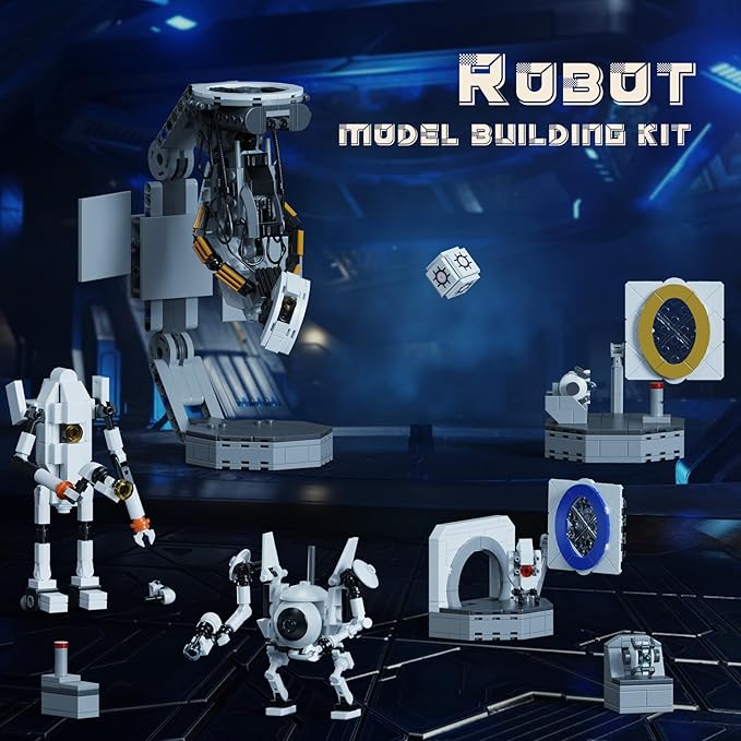 Portal Building Block Set, Awesome Glados Science Action Figure Model Toy, Atlas and P-Body Testing Supervisor Robot Construction Playset Birthday for Kids Fans(705 PCS)