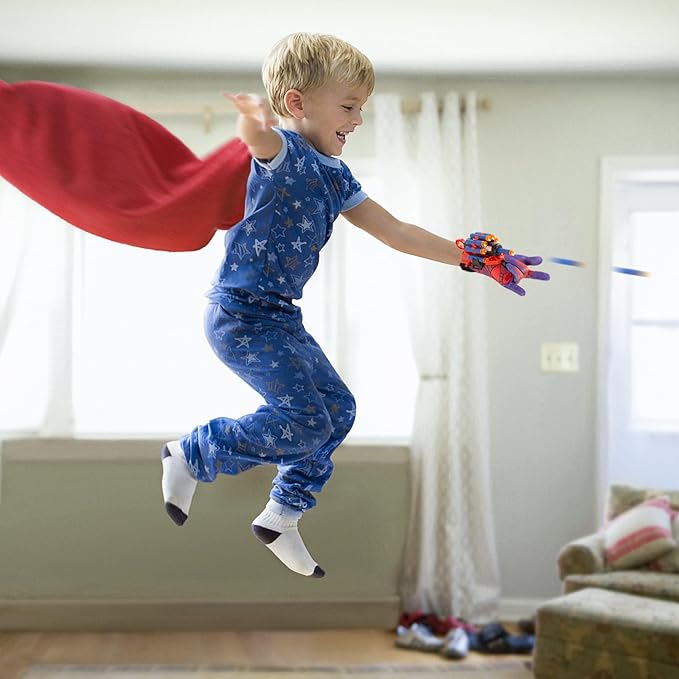 Spider Gloves Man Web Shooter Toy with Wrist, Spider Launcher Gloves Cosplay Toy Set for Kids