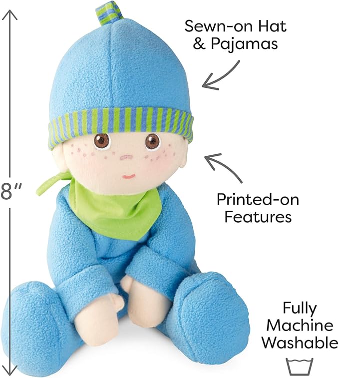 HABA Snug-up Doll Luis 8" First Boy Baby Doll - Machine Washable for Ages Birth and Up