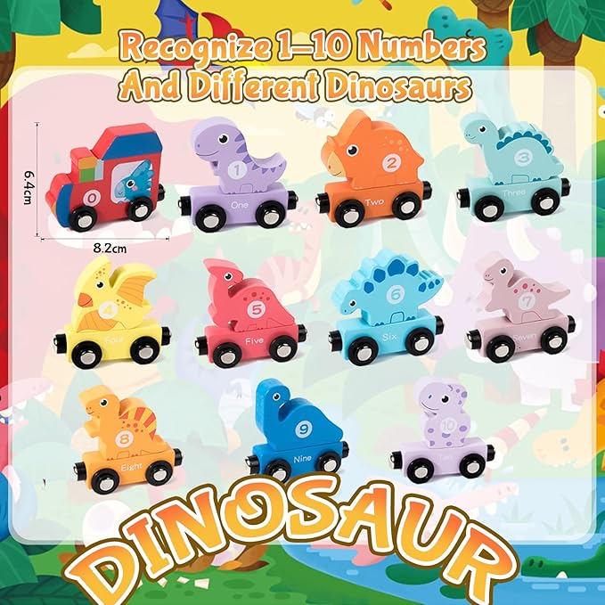Toddler Boy Toys Age 1-3, Dinosaur Toy Wooden Magnetic Train Set with Playmat/Storage Bag for Baby Boy Birthday, Montessori Educational Toys for 1 2 3 Years Old Boys & Girls