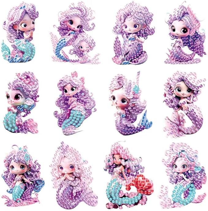 Diamond Art for Kids, Mermaid Gem Stickers,Diamond Painting Kits for Kids Ages 6-8 8-10 10-12