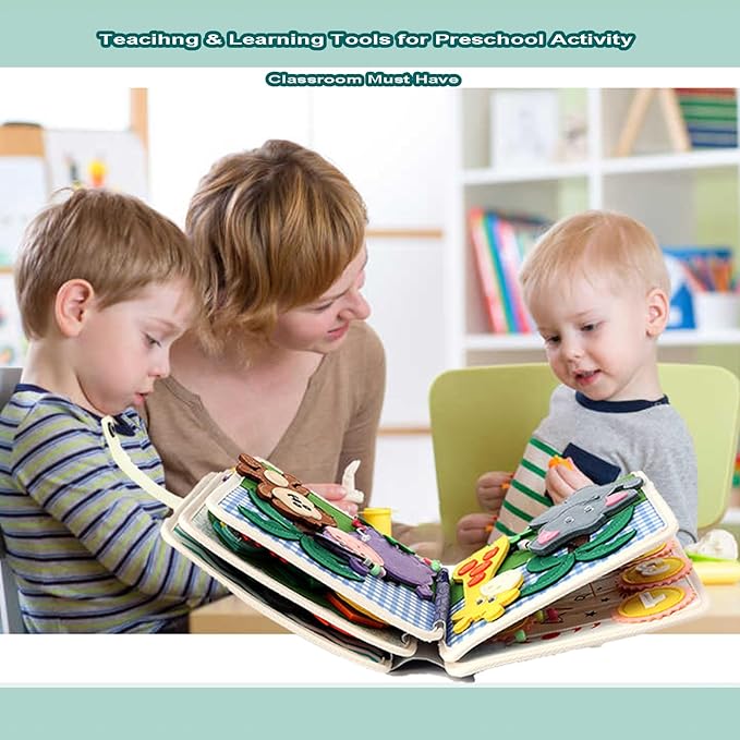 Hora de Lima Animal Busy Book for Toddlers Montessori Toys Quiet Activity Busy Board for Birthday Gift Travel Preschool Educational Sensory Learning Storytelling Games