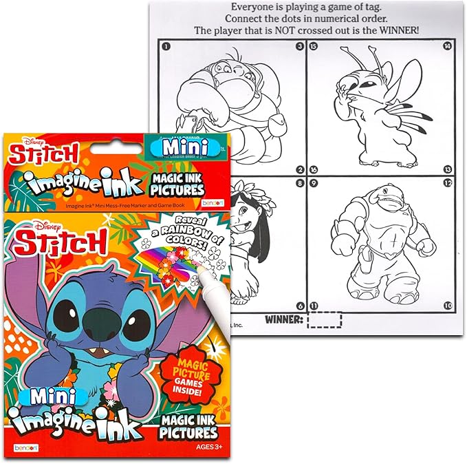 Mess Free Coloring Book Set for Kids Toddlers - Bundle with 3 Imagine Ink Coloring Books with No Mess Invisible Ink Pens Featuring Cocomelon, Sesame Street, Lilo and Stitch
