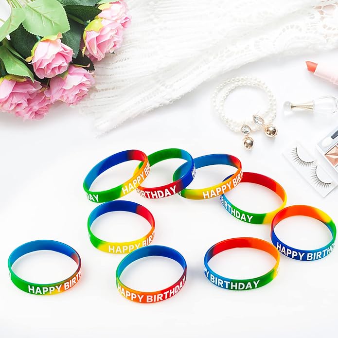 Happy Birthday Rubber Bracelets Birthday Silicone Stretch Wristbands for Kids Classroom Students Birthday Party Supplies Happy Birthday Gifts Bracelets Bulk From Teacher