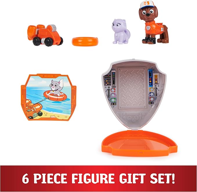 Paw Patrol, Big Truck Pups Zuma Action Figure with Clip-on Rescue Drone, Command Center Pod and Animal Friend Kids Toys Ages 3 and up