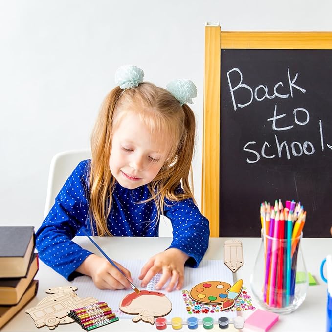 Fennoral 9 Pack Back to School Wind Chime Kit for Kids Make You Own Wind Chime Hanging Ornaments DIY Paint Back to School Craft for First Day of School Decoration Classroom Art Activity