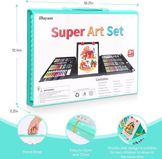 iBayam Art Kit, 251-Pack Art Supplies Drawing Kits, Arts and Crafts Gifts Box for Kids Teen Girls Boys, Art Set Case with Trifold Easel, Scratch Paper, Sketch Pad, Coloring Book, Crayons, Pencils
